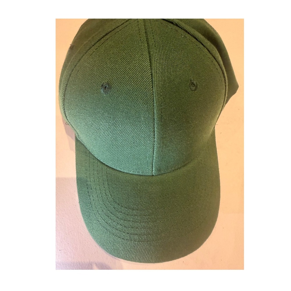 Forest Green Baseball Cap Adjustable Velcro Hook and Loop Closure Wool Blend Hat